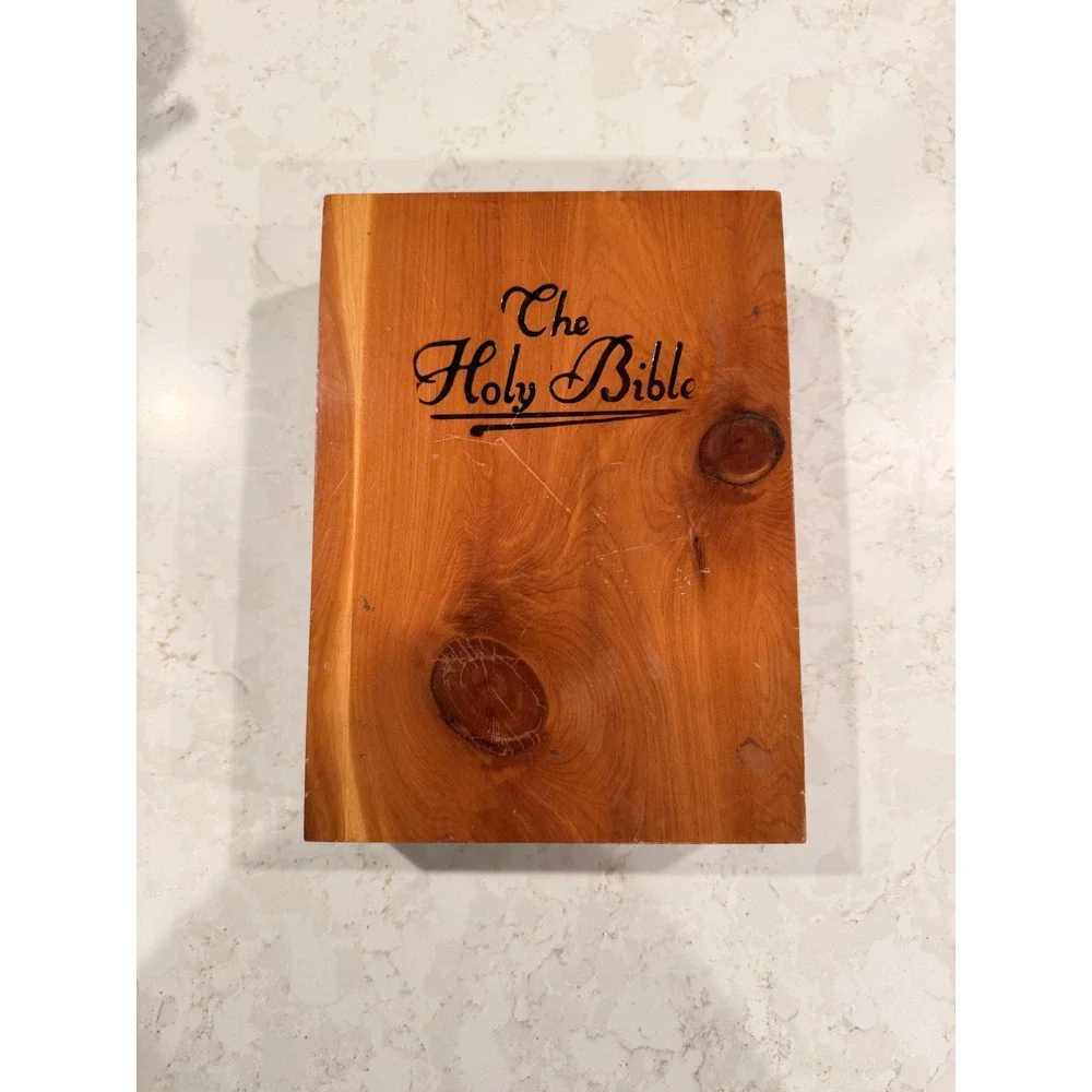Vintage Memorial Edition Holy Bible Cedar Box New American Bible Rosary Set